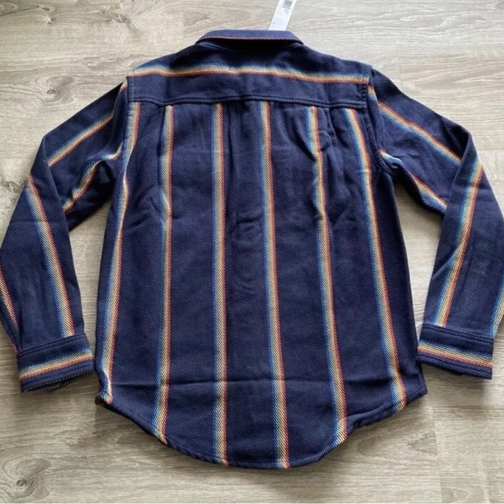 New Outerknown Blanket Shirt Mens Medium Blue Rainbow Stripe Organic Cotton-$148 - Picture 5 of 14